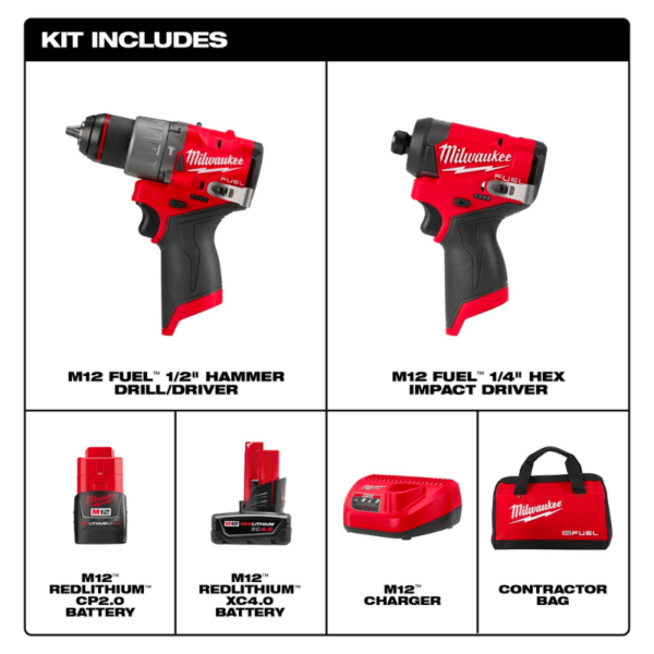 KIT TALADRO Y DESTORNILLADOR COMPACTO M12 MILWAUKEE