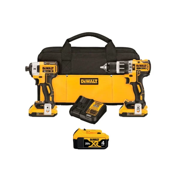 KIT TALADRO PERCUTOR 1/2" + ATORNILLADOR DE IMPACTO 1/4" 20V MAX XR + BATERÍA 4AH