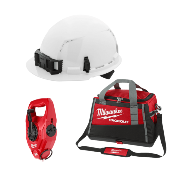 KIT BOLSA HERRAMIENTAS PACKOUT 48-22-8322 + CASCO 48-73-1200 + TIZADOR 30.4 MT MILWAUKEE 48-22-3910