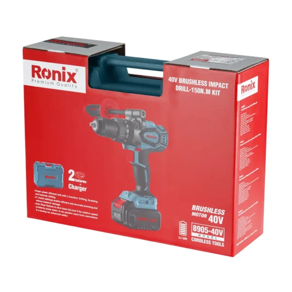 TALADRO PERCUTOR INALÁMBRICO RONIX 8905 40V SIN ESCOBILLAS
