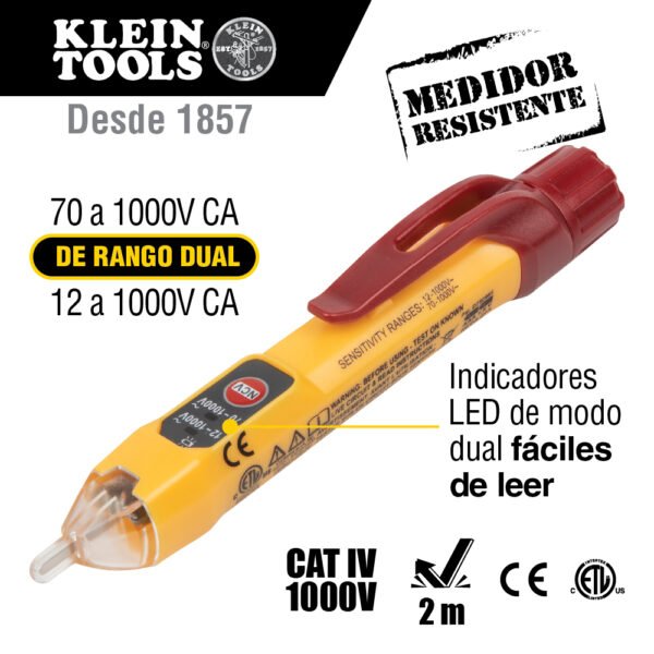 PROBADOR DE VOLTAJE SIN CONTACTO DE RANGO DUAL DE 12 A 1000 V CA