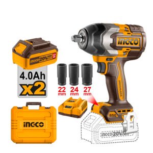 PISTOLA DE IMPACTO 1/2" BL + 2BAT 4AH Y CARGADOR 20V/850NM INGCO